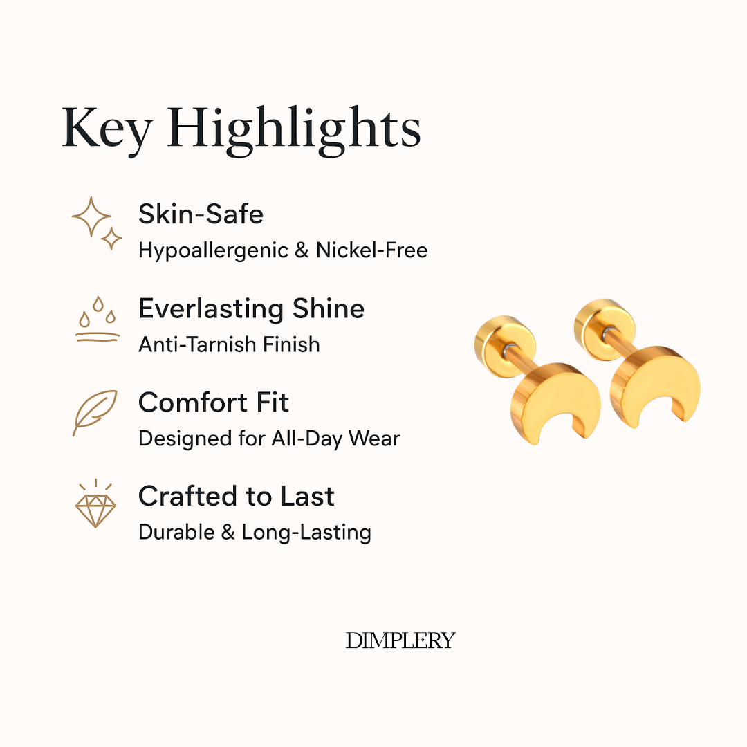 Crescent Stud Earring