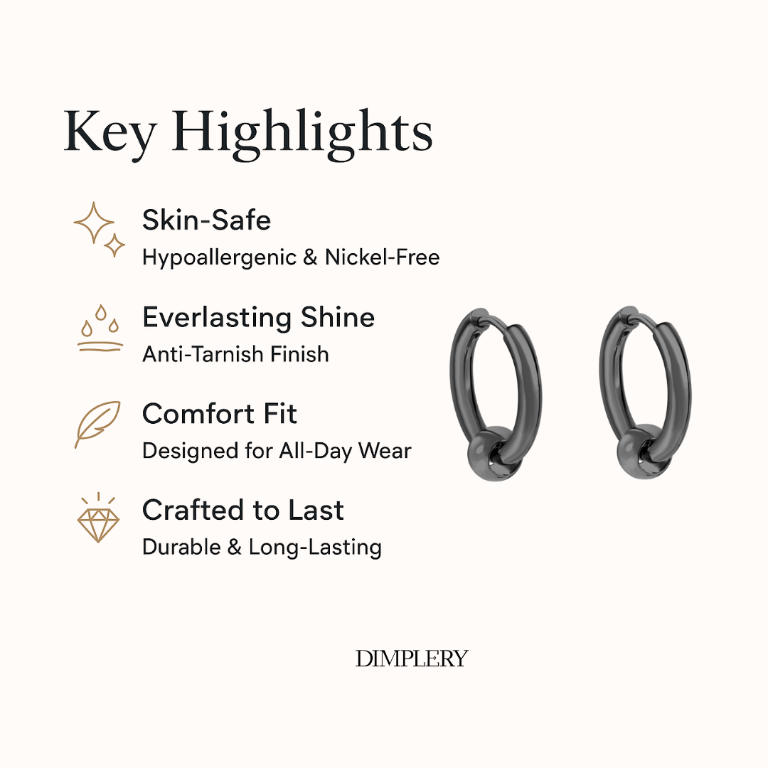 Black Bolt Hoop Earring