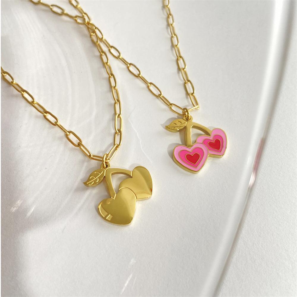 Hearty Fruity Necklace - Pink