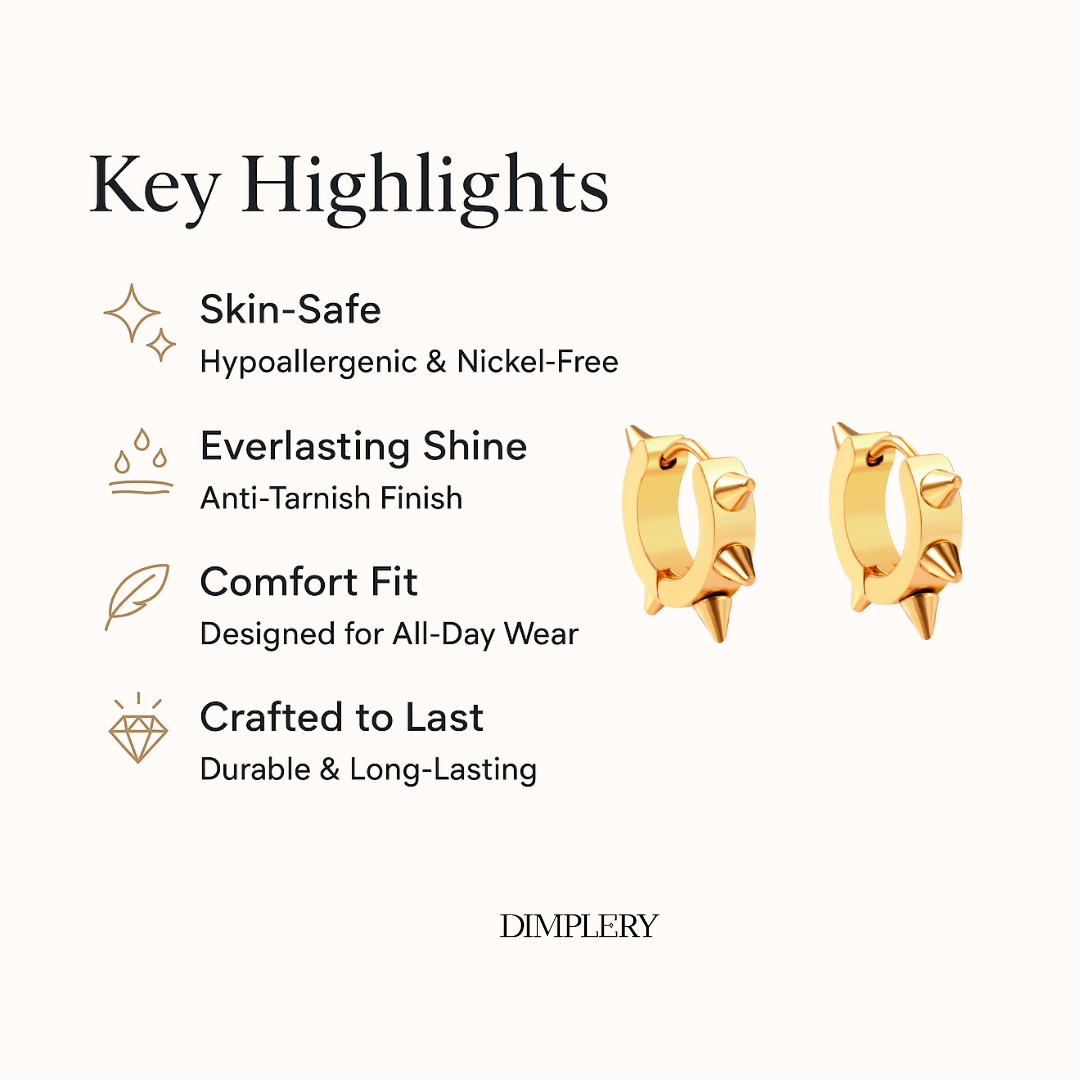 स्पाइक हूप इयररिंग्स - गोल्ड