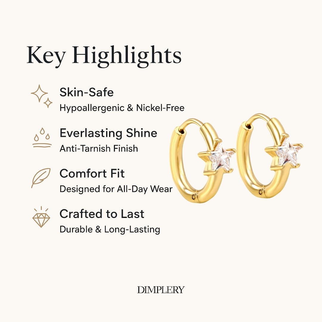 स्पार्कल हग्गी हूप इयररिंग - स्टार