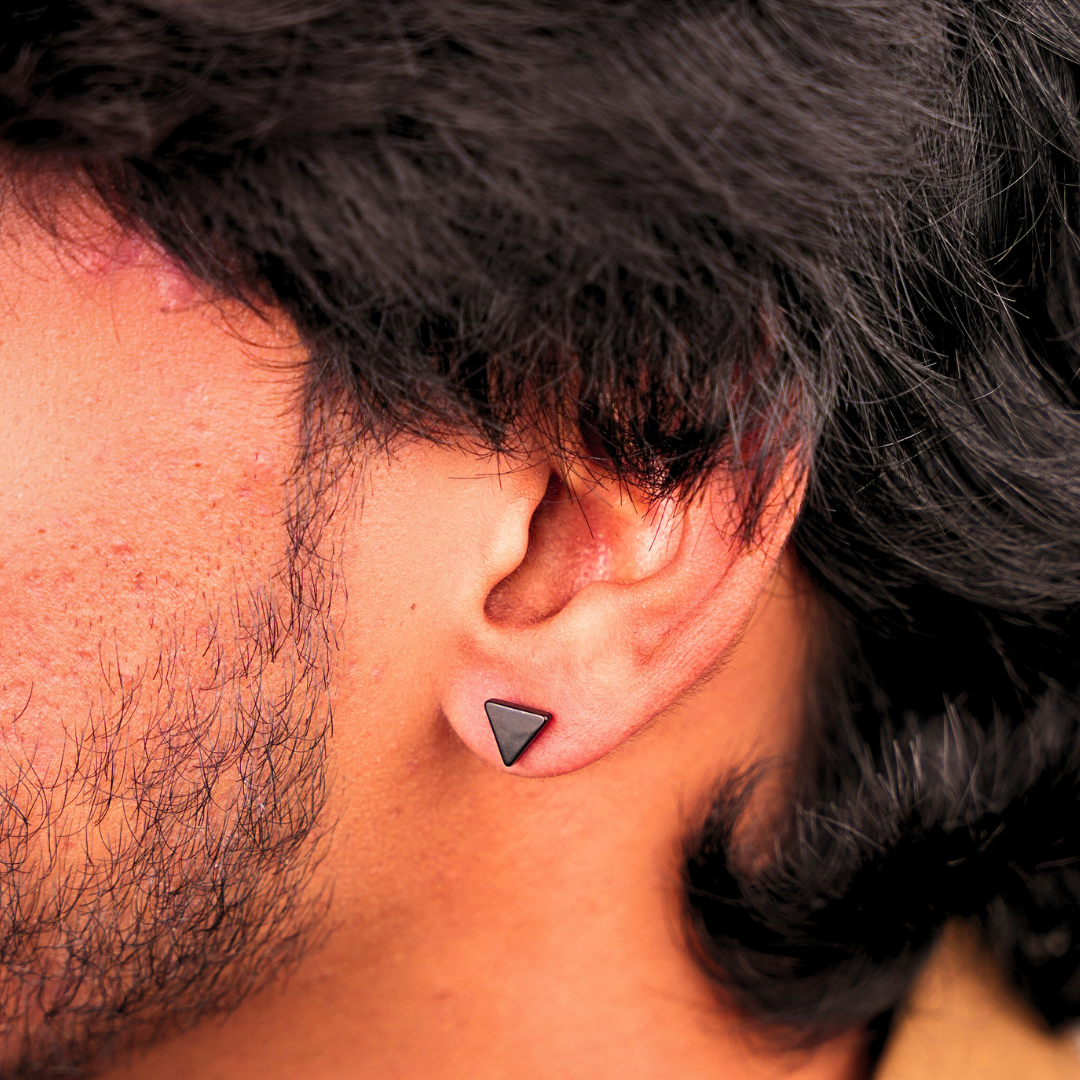 Triangle Stud Earring - Black