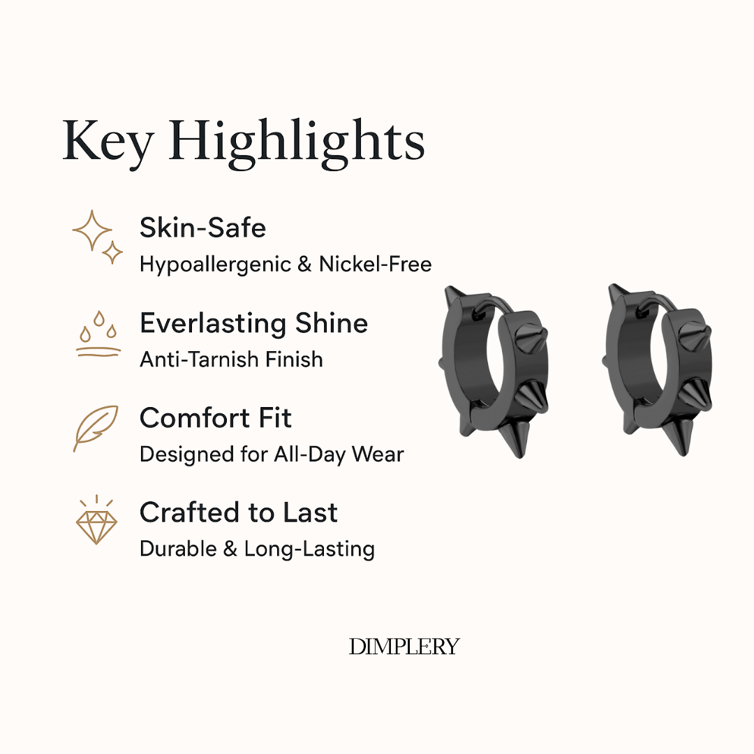 Spike Hoop Earring - Black