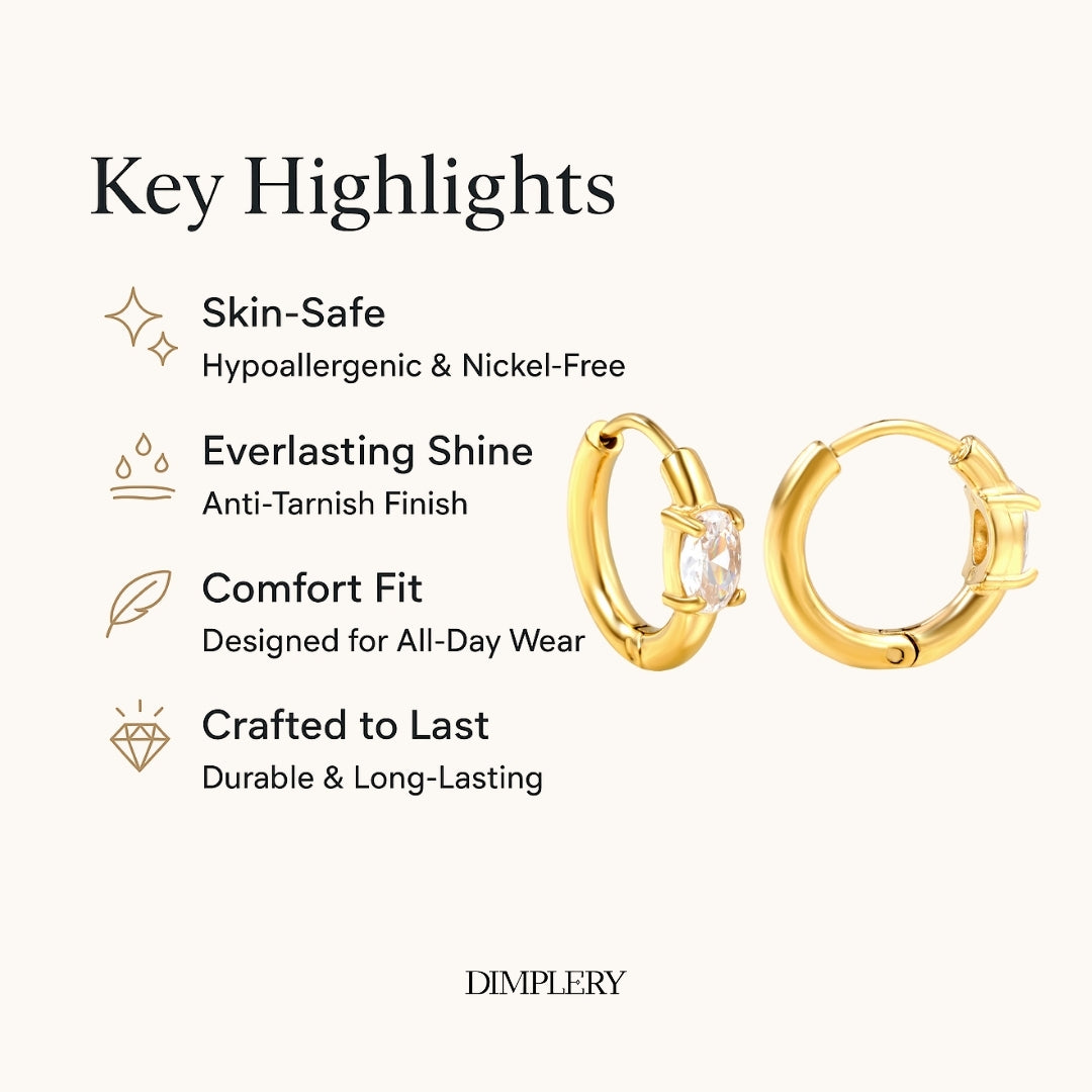 Sparkle Huggie Hoop Earring - Oval