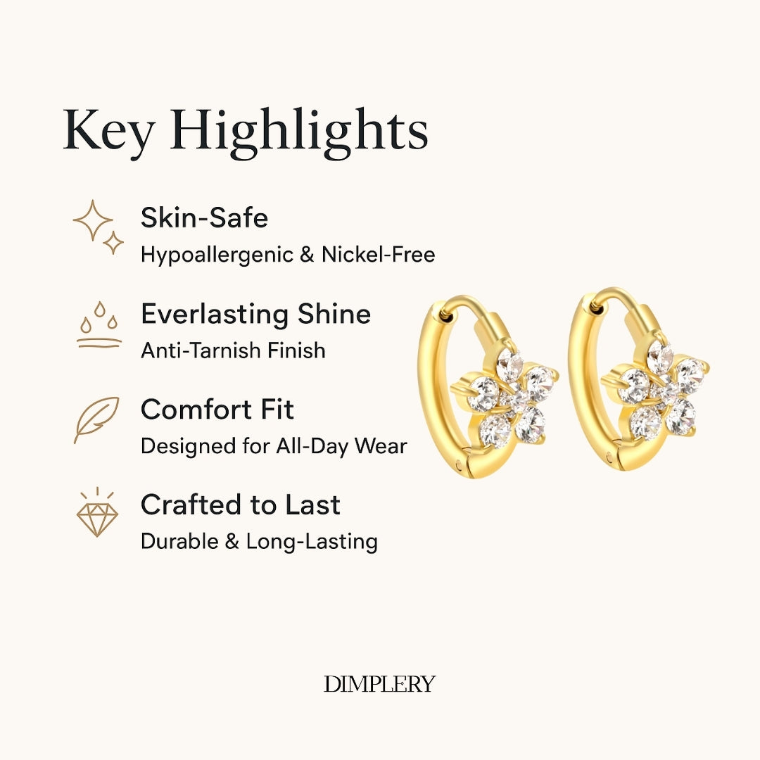 स्पार्कल हग्गी हूप इयररिंग - फूल