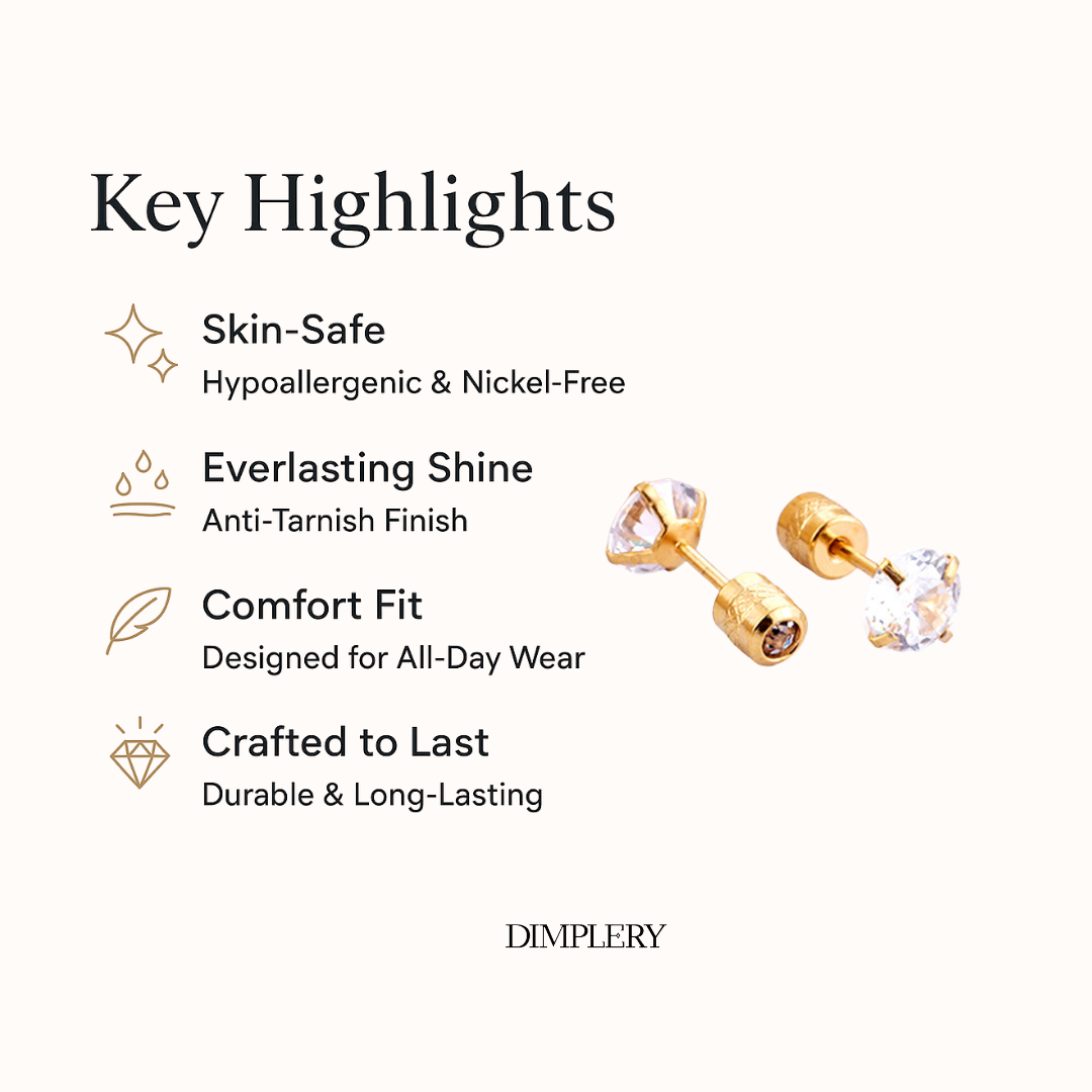 रिवर्सिबल डायमंड ट्विस्ट स्टड इयररिंग्स - 7 MM