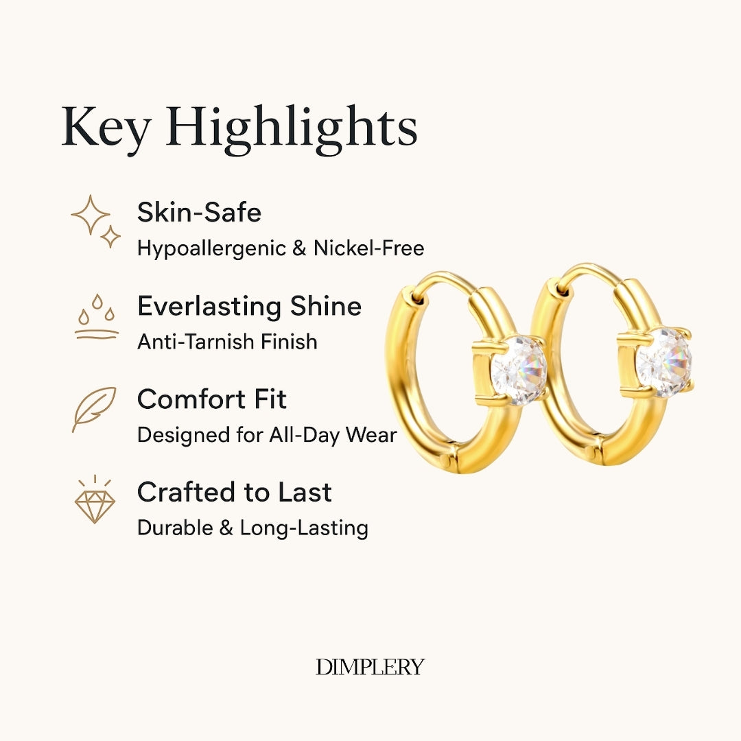 Sparkle Huggie Hoop Earring - Solitaire