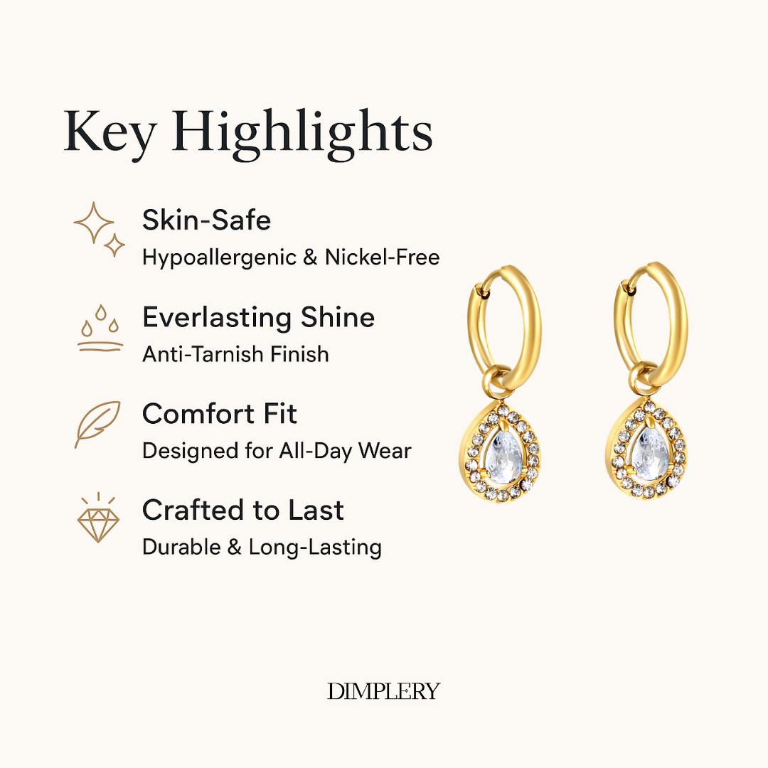 Drop Diamond Hoop Earring