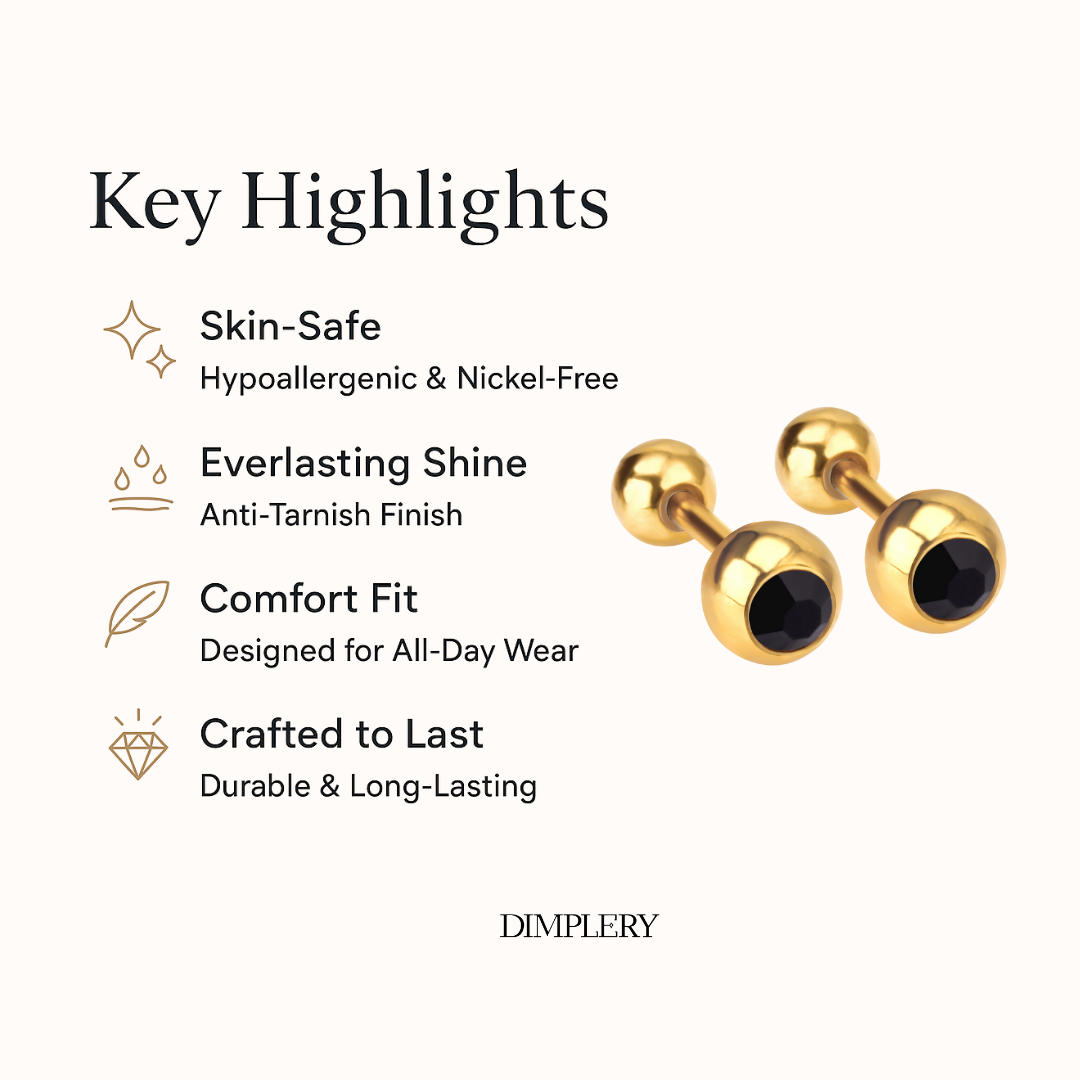 Orb Eye Stud Earring - Gold