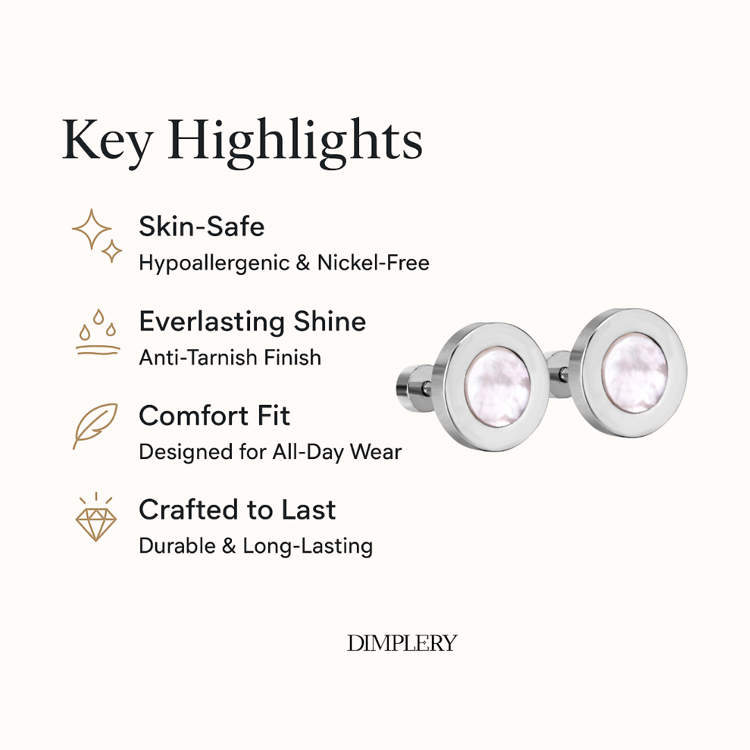 सिल्वर डिस्क ल्यूमिना स्टड इयररिंग्स