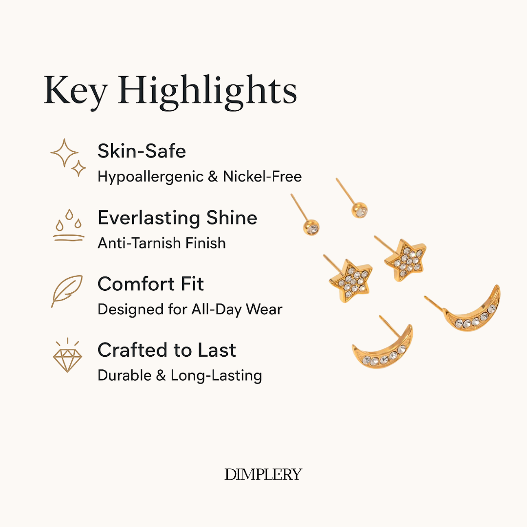 3 इयररिंग सेट - सेलेस्टियल