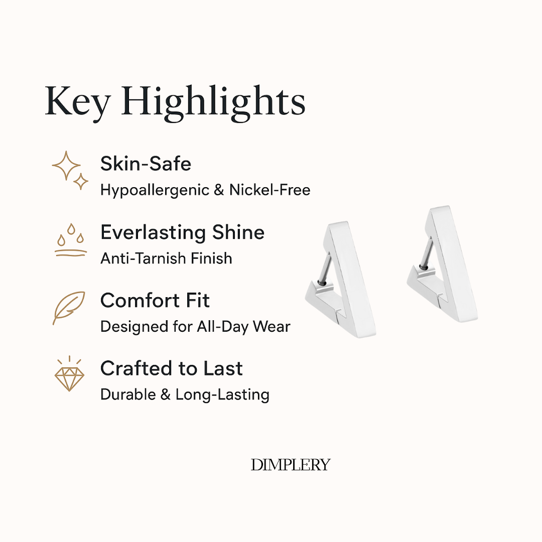 Triangle Hoop Earring - Silver