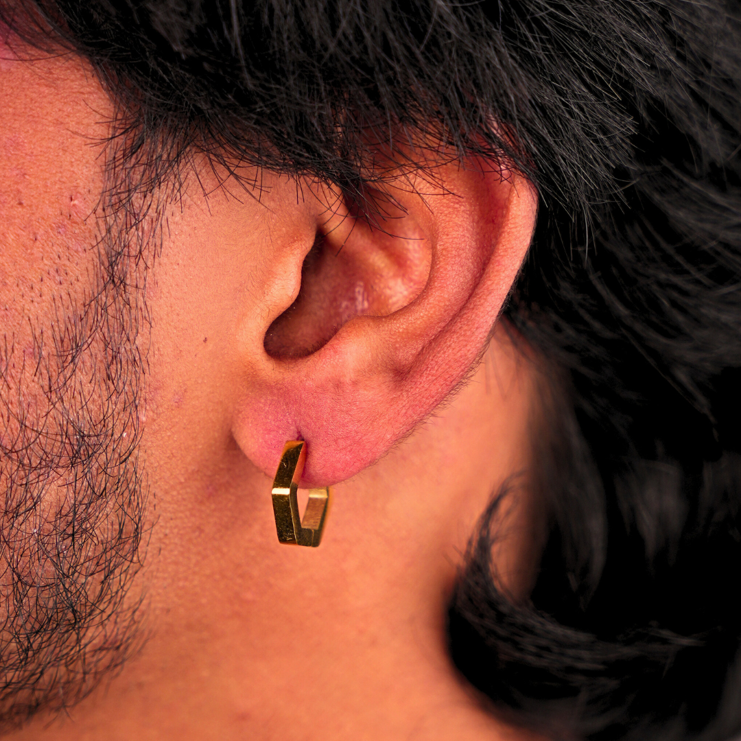 Pentagon Hoop Earring - Gold
