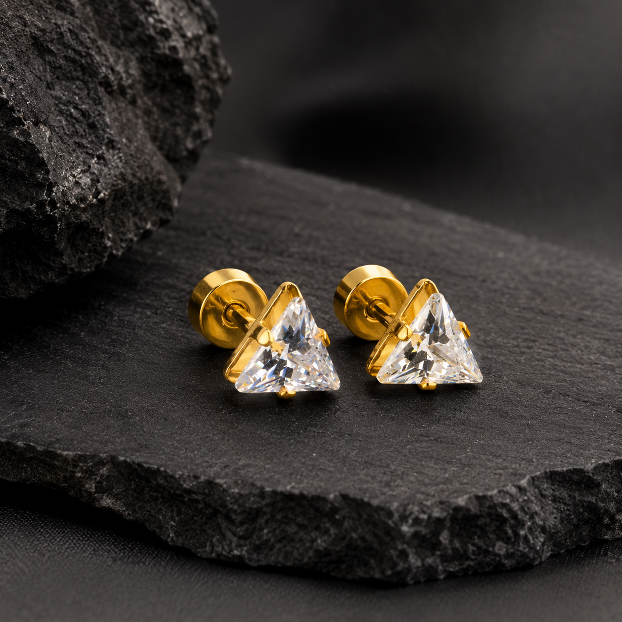 Triangle Diamond Stud Earring