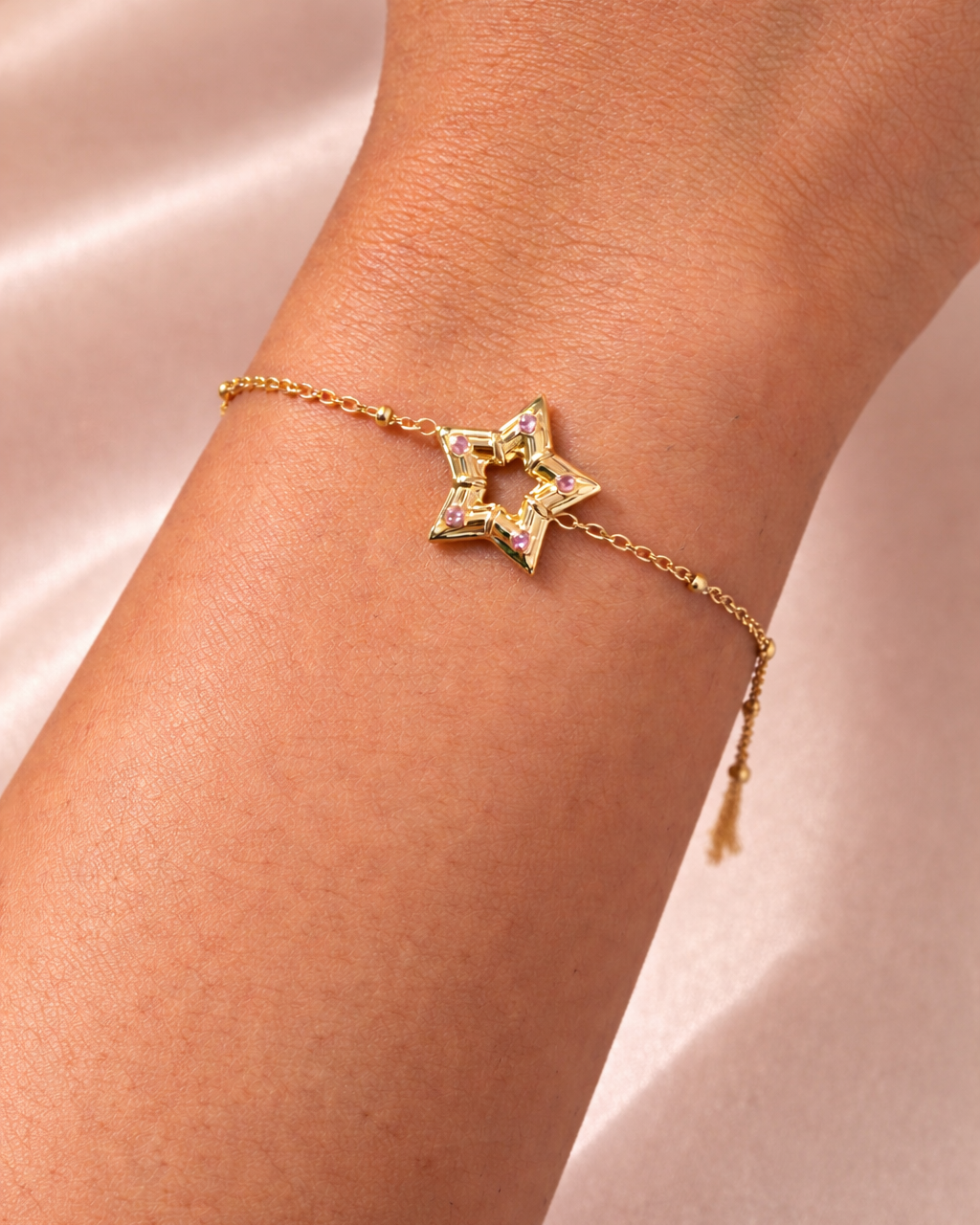 Pink Star Bead Bracelet
