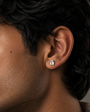 Rectangle Diamond Stud Earring