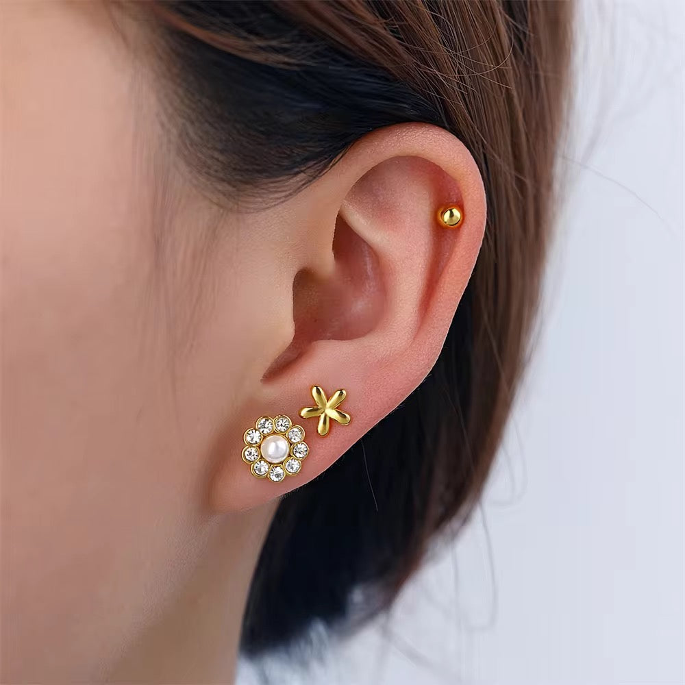 3 Earring Set - Pearl Flower