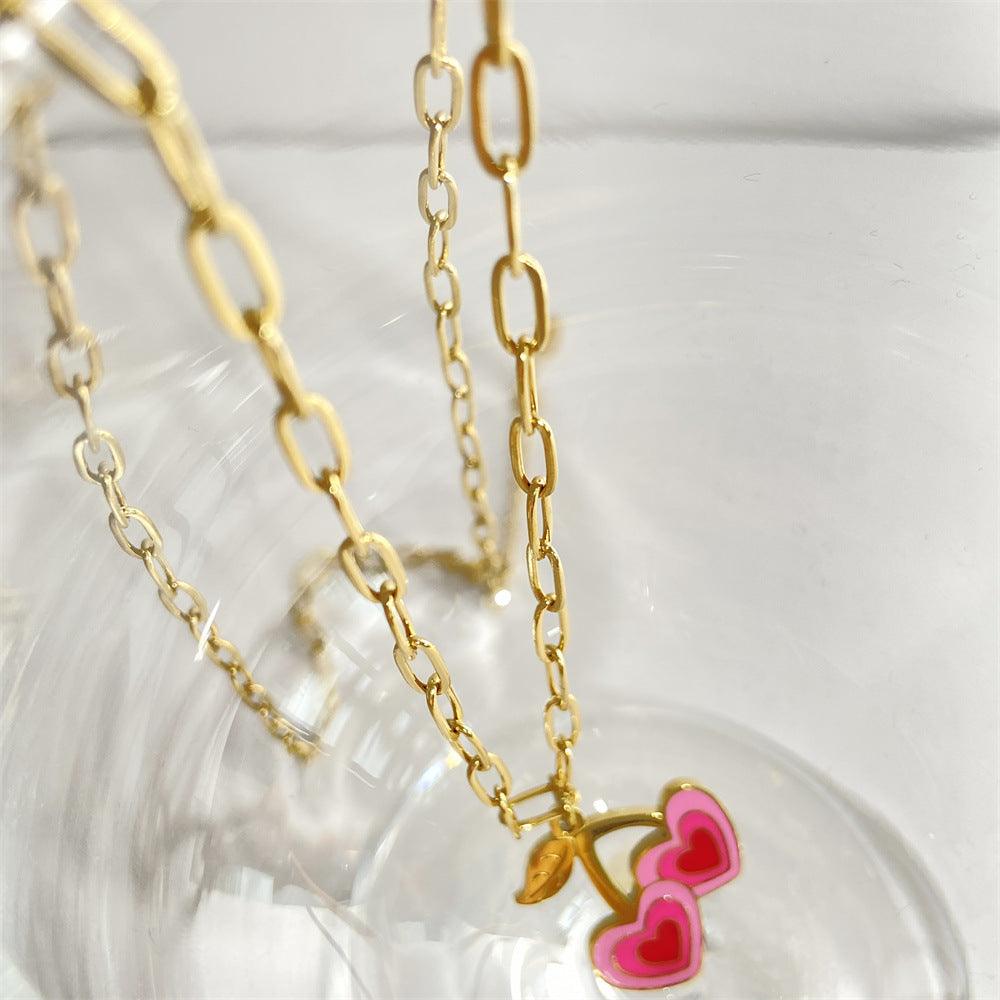 Hearty Fruity Necklace - Pink