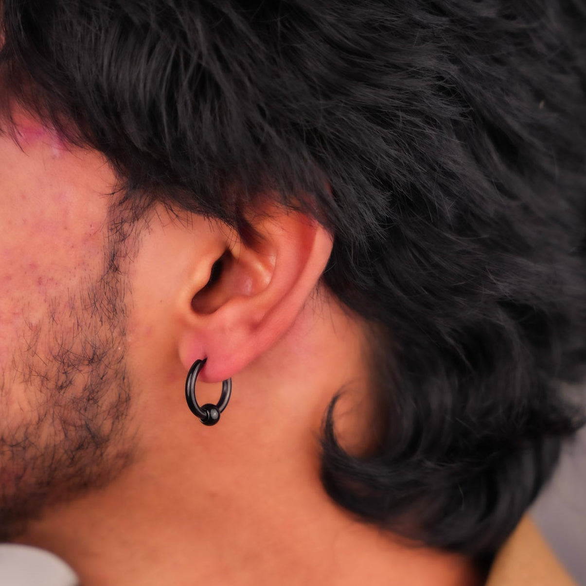 Black Bolt Hoop Earring