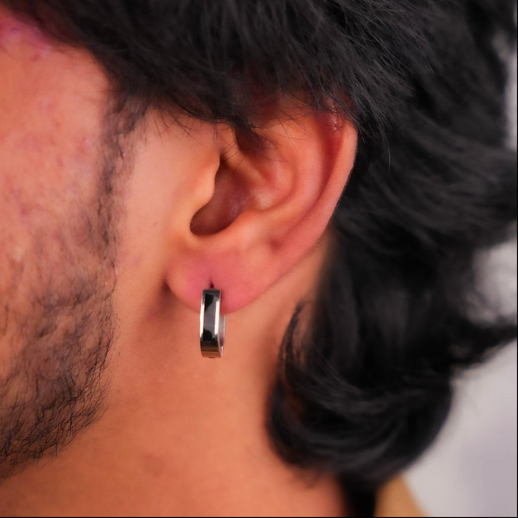 विंटेज मोटी हूप इयररिंग्स - सिल्वर