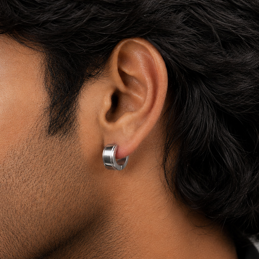 Bold Edge Hoop Earring - S