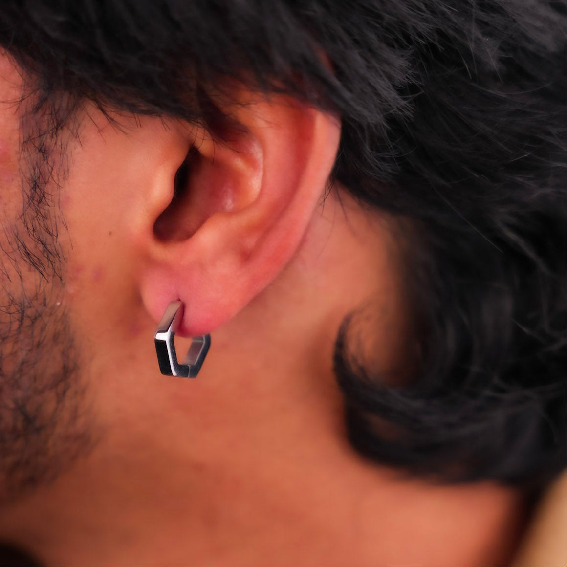 ज़ेन हेक्सागोन हूप इयररिंग्स - सिल्वर