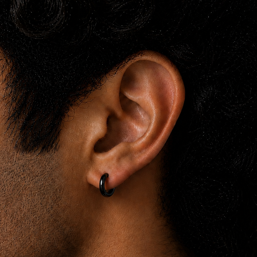 Black Petite Hoop Earring - 8 MM