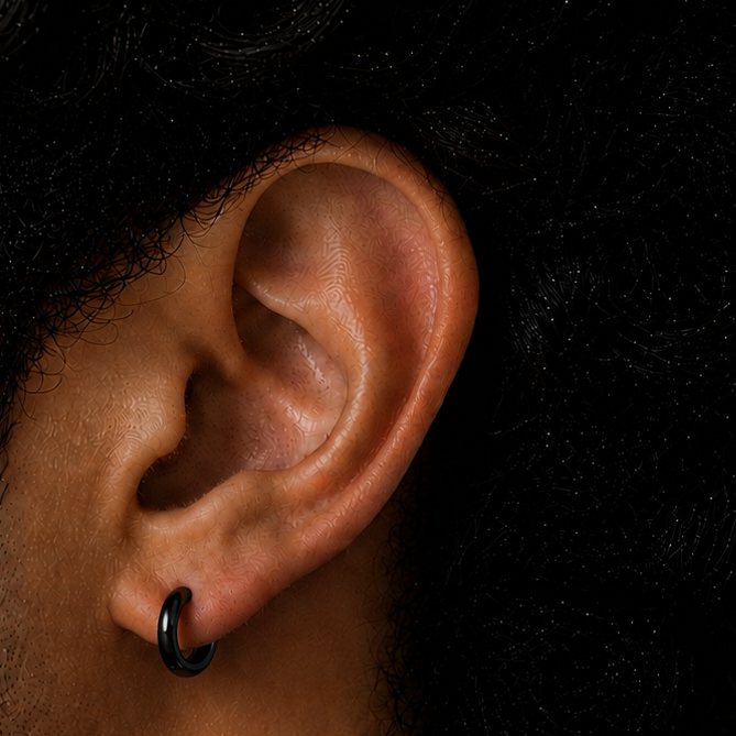 Black Petite Hoop Earring - 8 MM