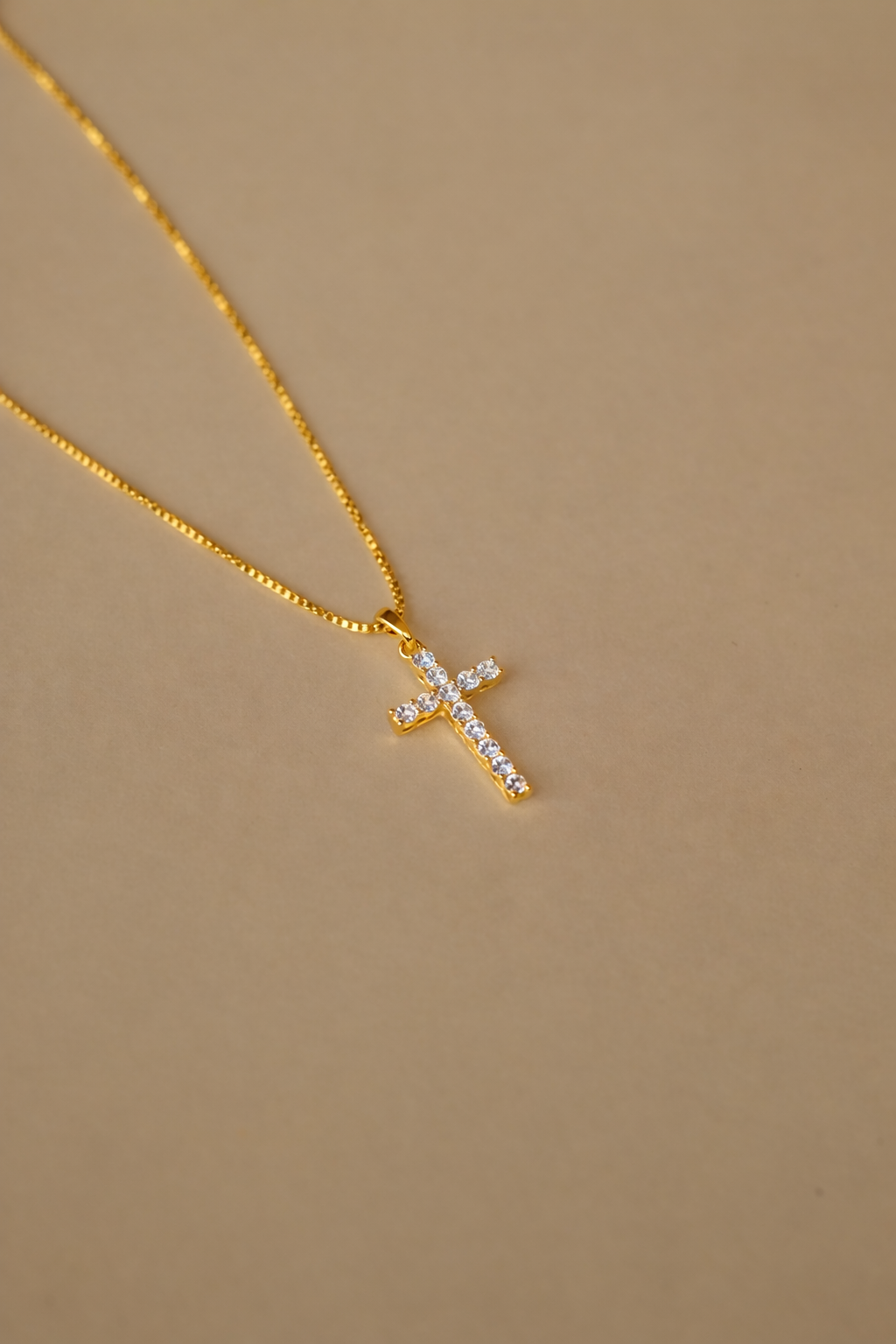 925 Silver 22kt Gold Plated Cross Zirconia Necklace
