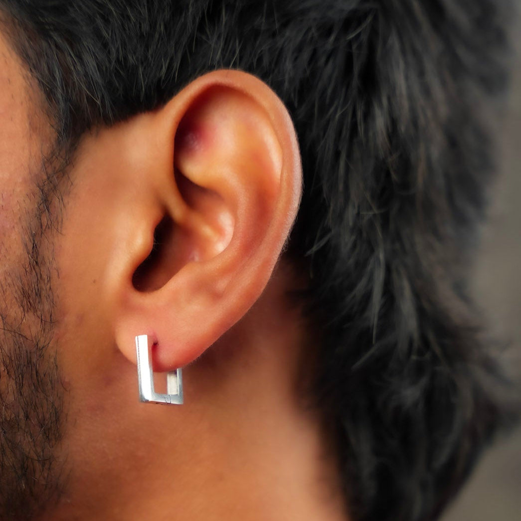 Square Hoop Earring - silver