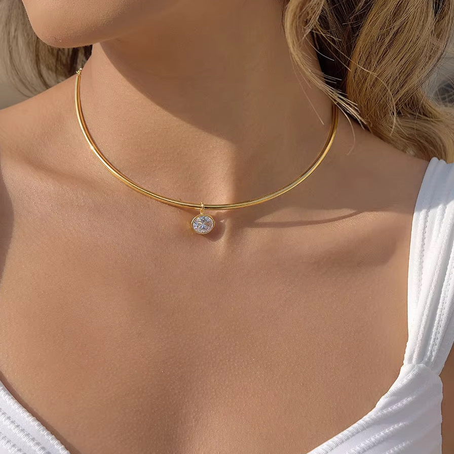 Statement Cuff Necklace - Oval