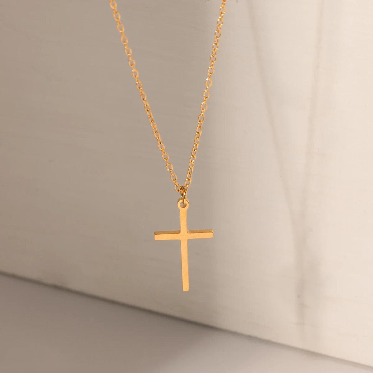 Cross Pendant Necklace Gold Christian Cross Classic Cross Necklace