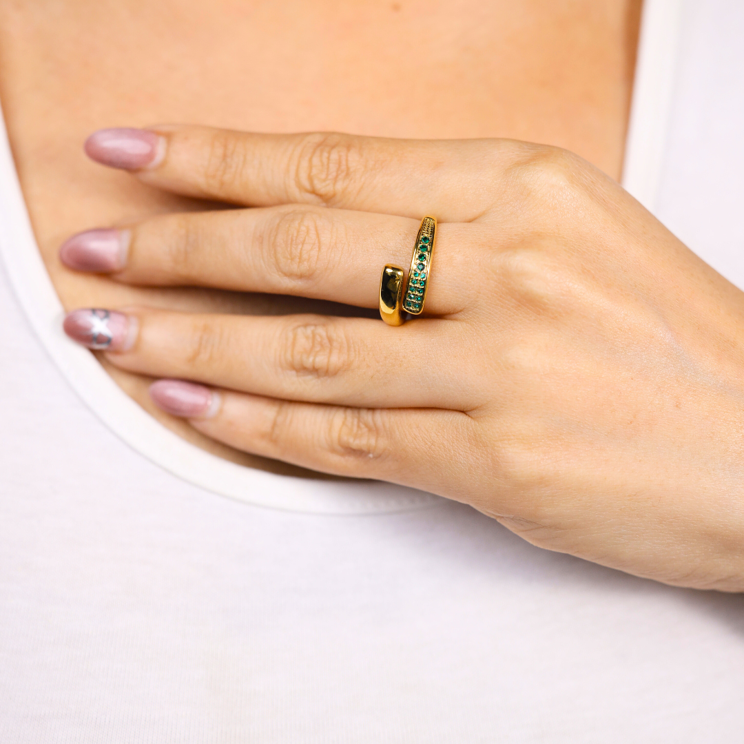 Buy Gold Ring With Green Stone