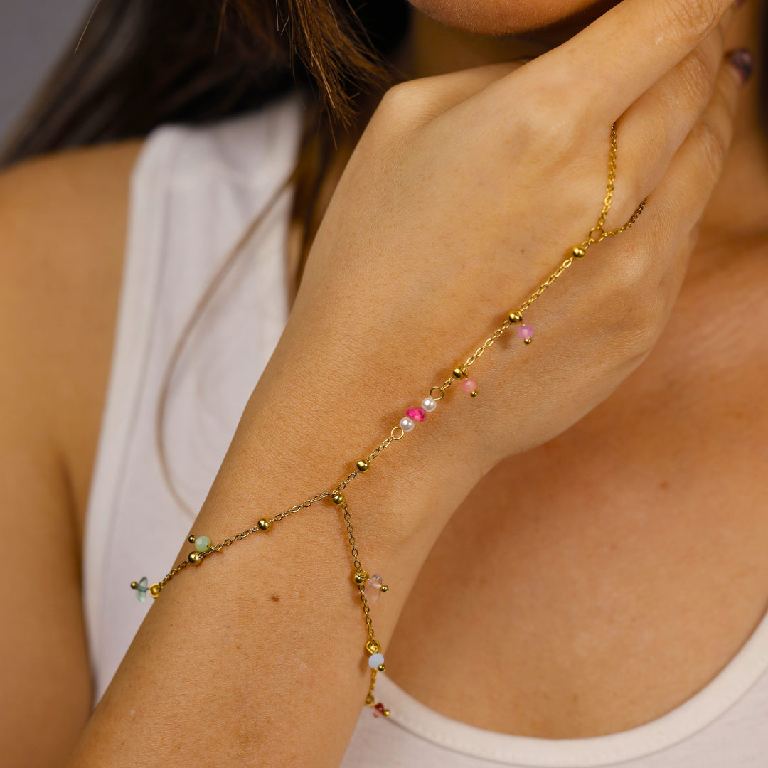 Ira Bead Charm Hand Chain Bracelet