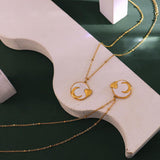 Moon Heart White Enamel Necklace