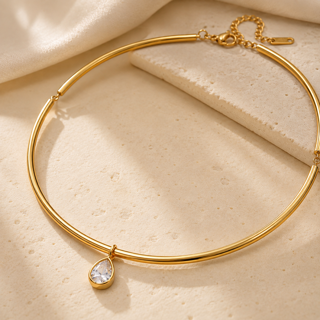 Statement Cuff Necklace - Tear Drop