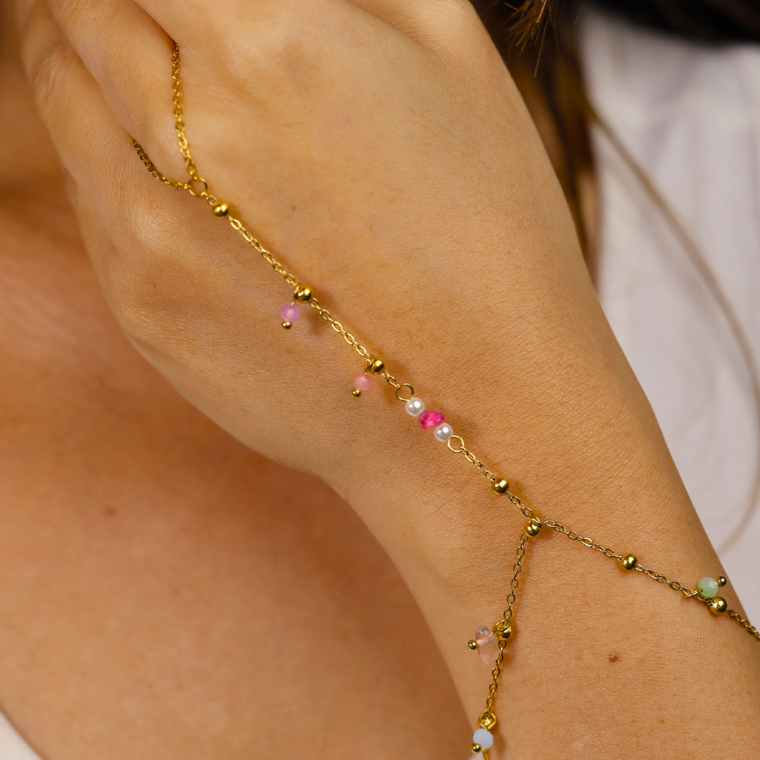 Ira Bead Charm Hand Chain Bracelet