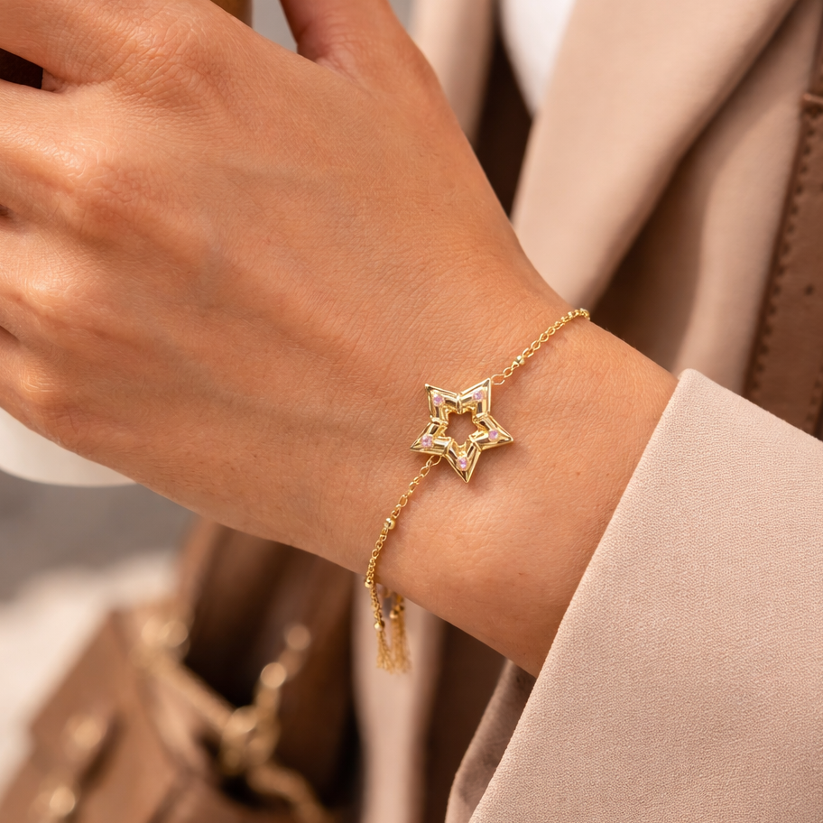 Pink Star Bead Bracelet
