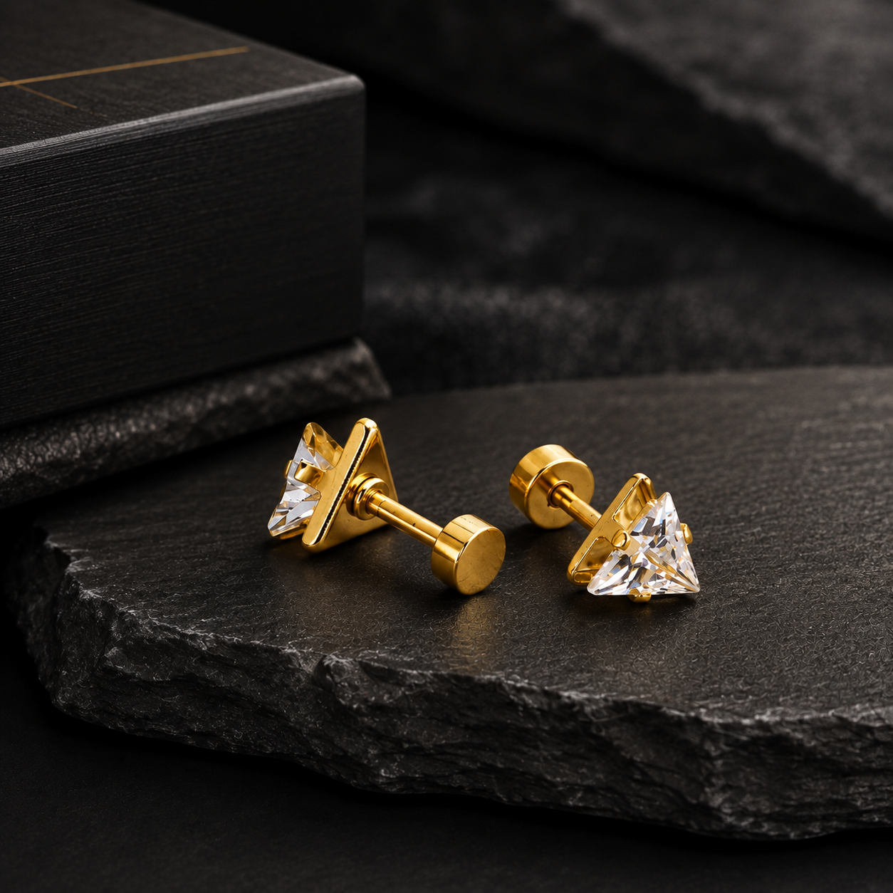 Triangle Diamond Stud Earring