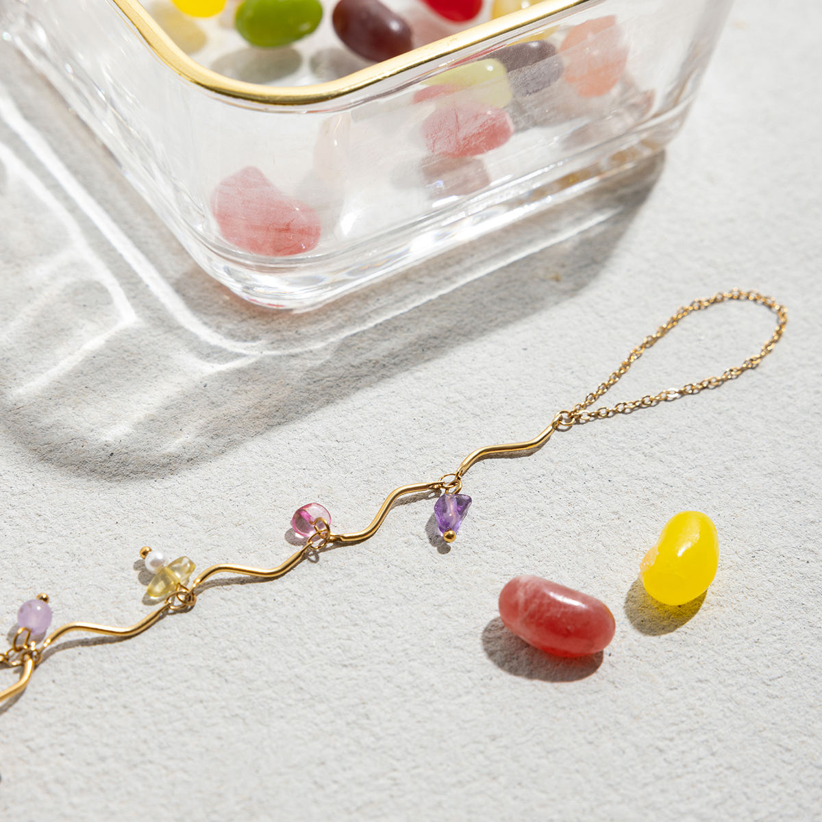 Ira Wavy Charm Hand Chain Bracelet