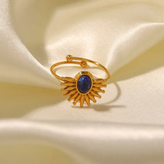 Lapis Stone Sun Resizable Ring