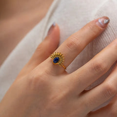 Lapis Stone Sun Resizable Ring