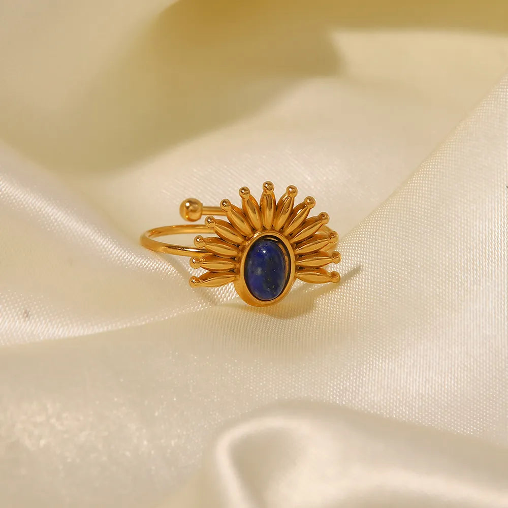 Lapis Stone Sun Resizable Ring