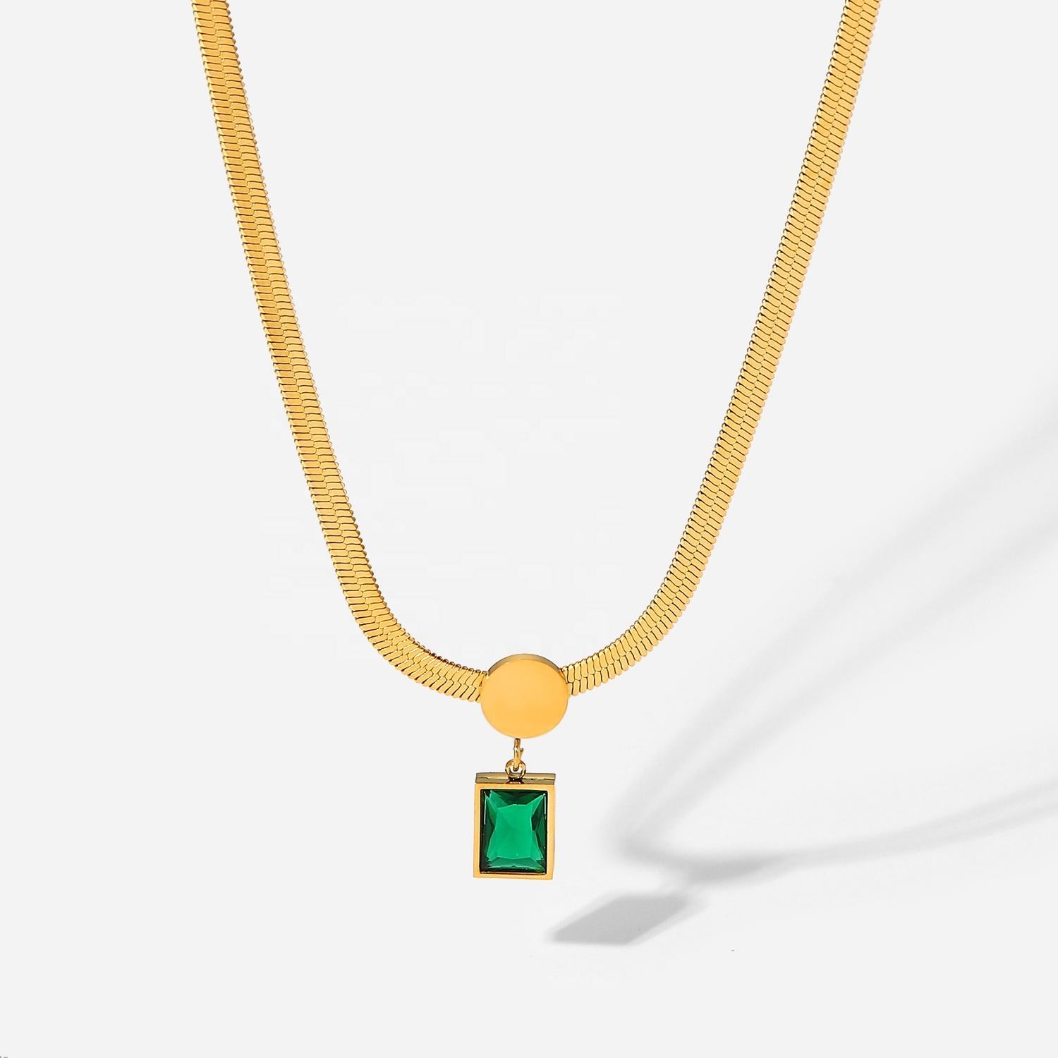 Snake Chain with Emerald Necklace