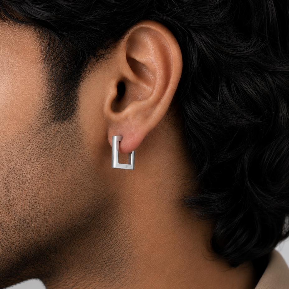 Square Edge Hoop Earring - S