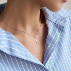 Classic Cross Necklace - Silver Tone