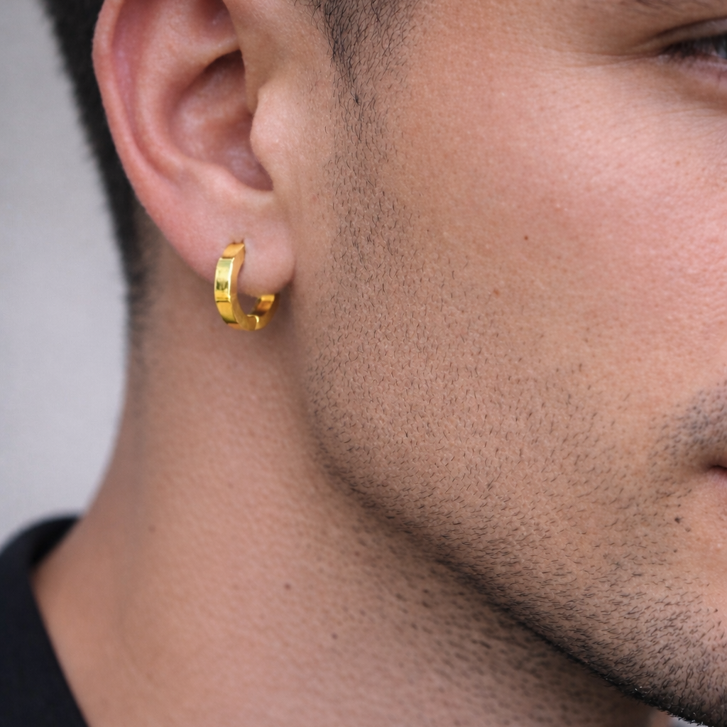 Shop 18kt gold plated mens hoop earrings online 