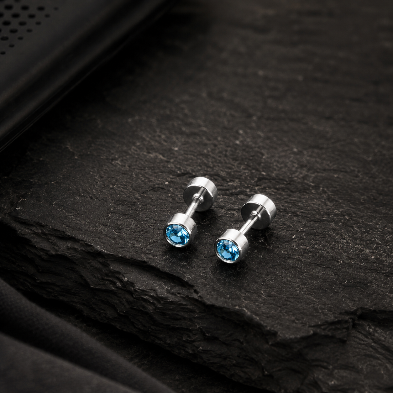 Blue Bolt Stud Earring - 5 MM - S