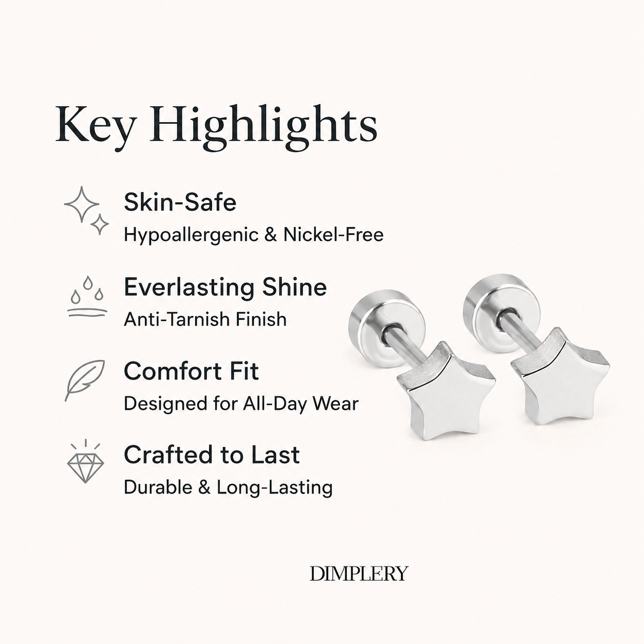 Mini Star Stud Earring - S