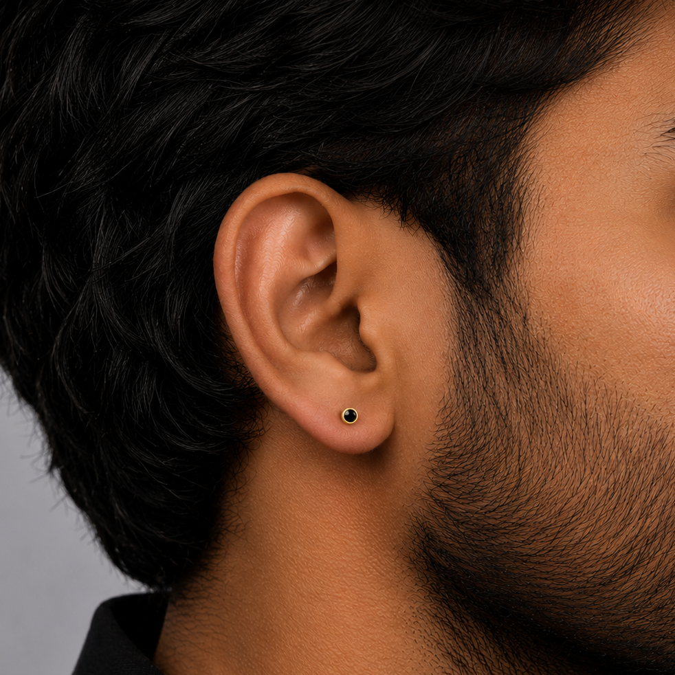 Midnight Bolt Stud Earring  -  3MM